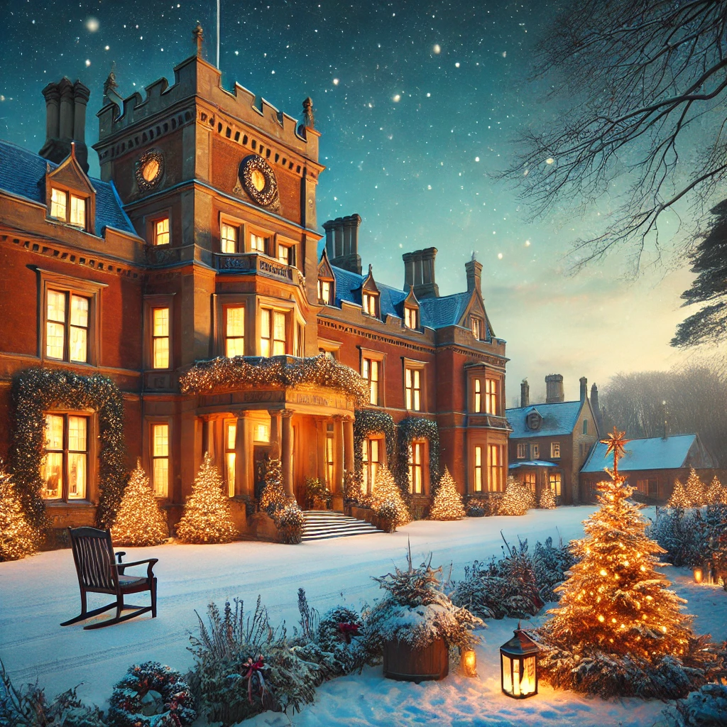 Une photo de Sandringham illuminée pour Noël, symbolisant la tradition royale, mais sans la présence du prince Andrew.